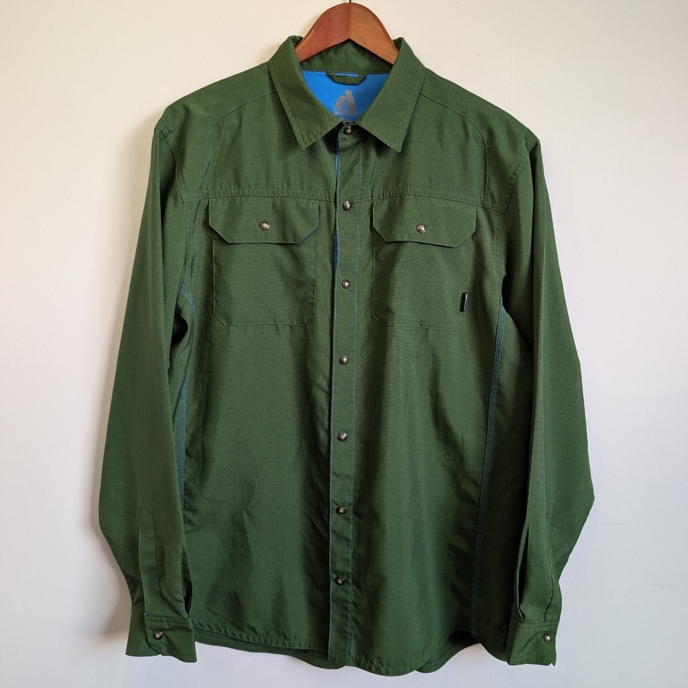 Eddie Bauer First Ascent Shirt Mens Large Pearl Snap Hiking Outdoor Climbing